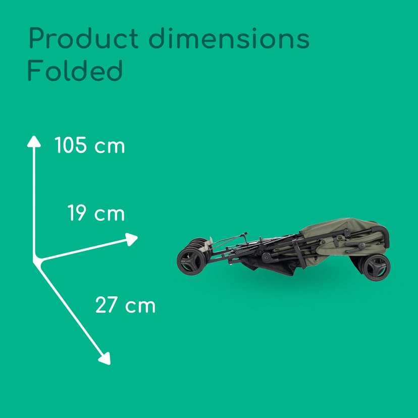 Bebeconfort Rainbow, Lightweight Baby Buggy Stroller, Multi-Position Reclining Stroller, Foldable with Compact Closure, for Children Aged 6 Months - 4 Years, max 22 kg, Travel Buggy, Mineral Green - 7