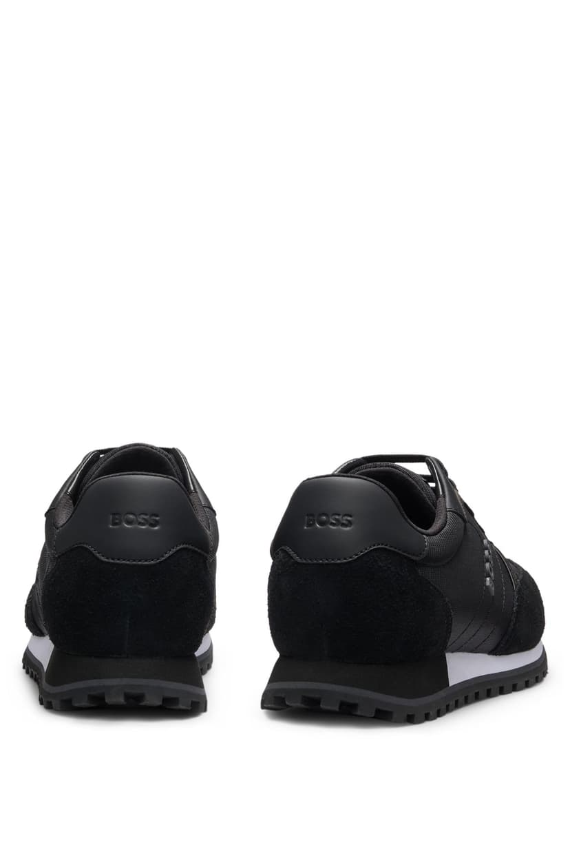 BOSS Mens Parkour-L Runn Mixed-Material Trainers with Branded Side Panel Size 9 Black - 6