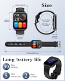 RUIMEN Smart Watch Answer Dial Call,Smart Watches for Women Men 1.85"HD Screen Fitness watch with SpO2 Heart Rate Sleep Monitor Step Counter Waterproof 100+ Sports Mode for Android iOS (2 Bands) - 8