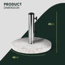 KEPLIN Parasol Base Stand 9kg – Heavy Duty Granite Patio Umbrella Holder for Garden, Outdoor Furniture, Canopy, Gazebo, Awning – Weather Resistant – Fits 45mm Pole (9kg, Granite) - 2
