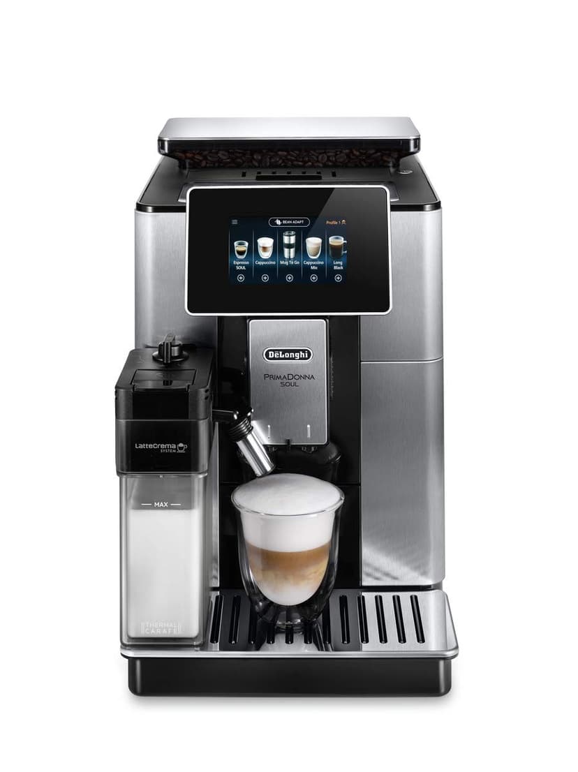 De'Longhi Primadonna Soul, Fully Automatic Bean to Cup, Espresso an Cappuccino Coffee Maker, ECAM610.75.mb, 2.2 liters, Black and Silver - 1