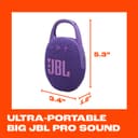 JBL Clip 5 - Ultra-Portable, Waterproof & Dustproof Bluetooth Speaker, Big Pro Sound with punchy bass, Integrated carabiner, Up to 12 Hours of Play, Made in part with recycled materials (Purple) - 5