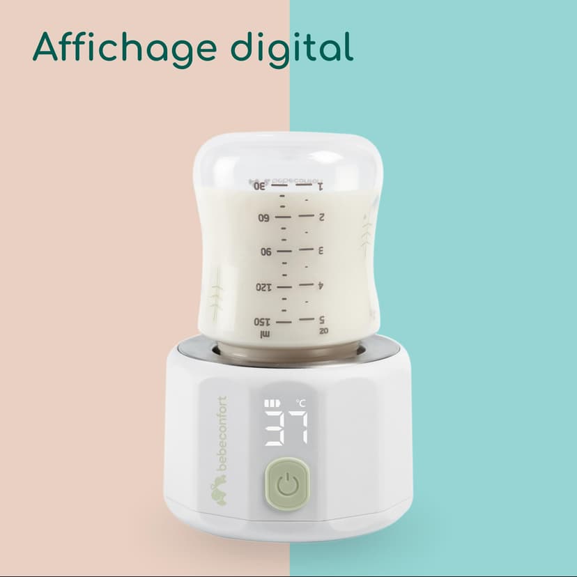 Bebeconfort Chauffe-biberon digital nomade, Chauffe-biberon portable pour bébé, Compact L6,5 x l6,5 x h8 cm, Poids léger (280 g), Écran digital, Batterie durable, Contrôle de la température - 5