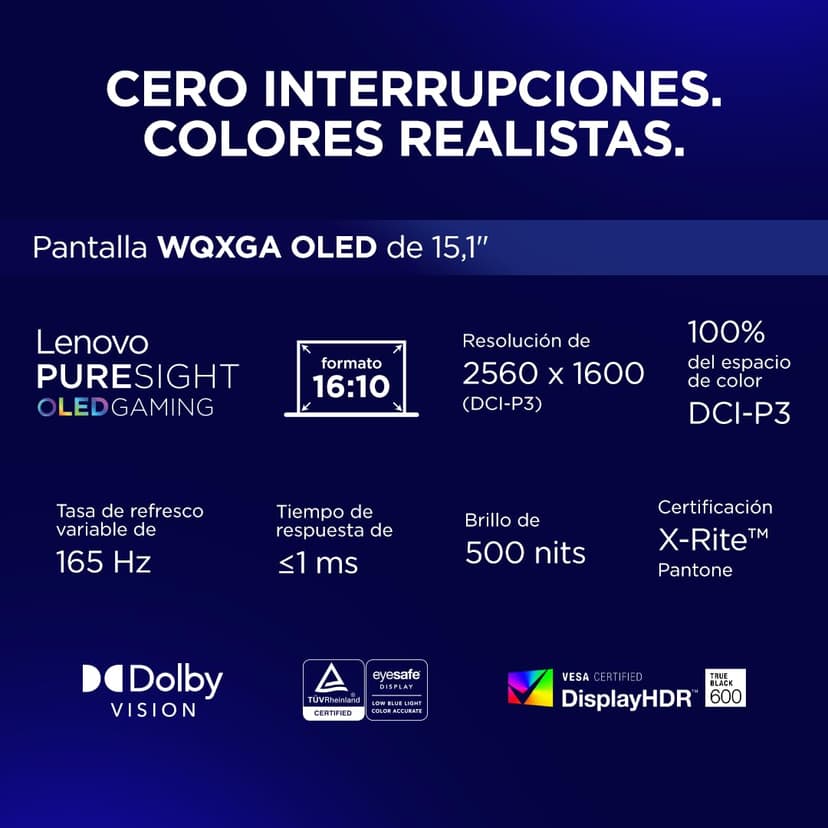 Lenovo Legion 5 Gen 10 Ordinateur Portable Gaming IA 15.1" WQXGA OLED (Intel Core i7-13650HX, NVIDIA GeForce RTX 5070, RAM 32 Go, SSD 1 to, Wi-FI 7, sans système d'exploitation), Clavier RVB Espagnol - 3