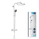 GROHE Vitalio Joy 310 - Cool Touch Thermostatic Mixer Shower Set (Water Saving Technology, Rain, Soap Tray, 110 mm 3 Spray Hand, Silicone Nozzles, Hose 1.75 m), Chrome, 26401001 - 1