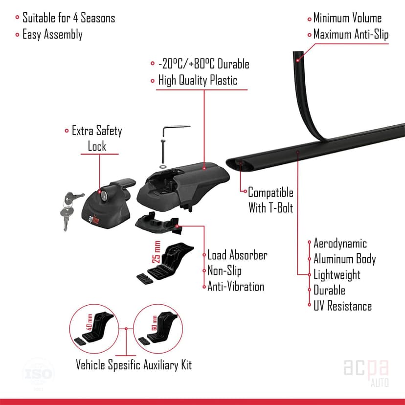 Compatible with Citroen Berlingo 2019-2023 Roof Rack ACE-1 Roof Rack Pack Rack Black - 5
