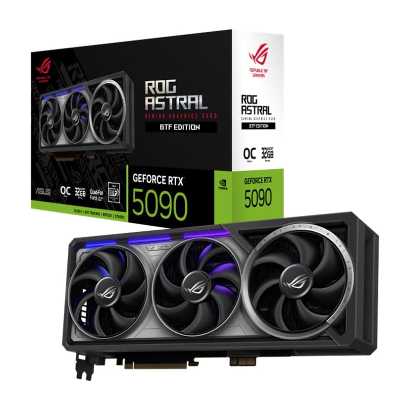 ASUS ROG Astral GeForce RTX 5090 BTF OC Edition Gaming Graphics Card (PCIe 5.0, 32GB GDDR7, HDMI/DP 2.1, 3.8-slot, detachable graphics card high power (GC-HPWR) adapter withstand up to 1000W, 4 fans) - 1