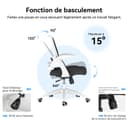 Hbada Office Chair Desk Chair Flip-up Armrest Ergonomic Task Chair Compact 120° Locking 360° Rotation Seat Surface Lift Reinforced Nylon Resin Base, White - 8