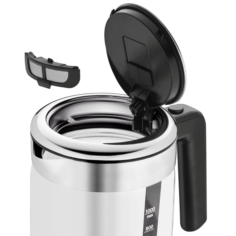 WMF KITCHENminis Bouilloire théière électrique en verre, 1 L, 1900 W, 5 niveaux de température, Maintien au chaud, Sans Fil, Qualité Schott Duran, Filtre thé intégré, Design Inox & Compact 0413180012 - 6
