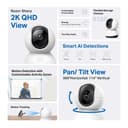 TP-Link Tapo 2K 4MP C220 WiFi Indoor Surveillance Camera, Person Detection, Two-Way Audio, Compatible with Alexa and Google Assistant, for Baby/Pets,White - 2