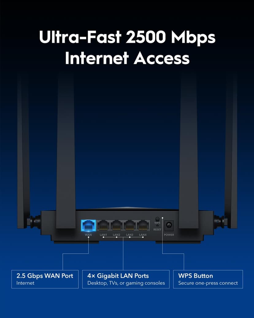 Cudy BE3600 Dual-Band Wi-Fi 7 Router, Lightning-Fast Speeds, 3600Mbps, 2.5G Multi-Gig Connectivity, Far-Reaching Coverage, Smooth and Stable, WR3600H - 3