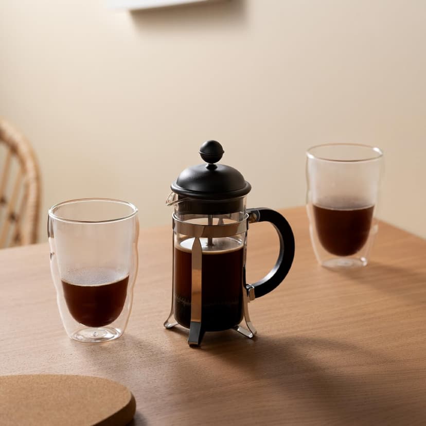 Bodum French Press Caffettiera Black - 350ml / 3 Cup Coffee Maker - Durable Glass & Stainless Steel Filter - BPA-Free Dishwasher Safe Percolator - Cafetiere Made in Portugal - 4