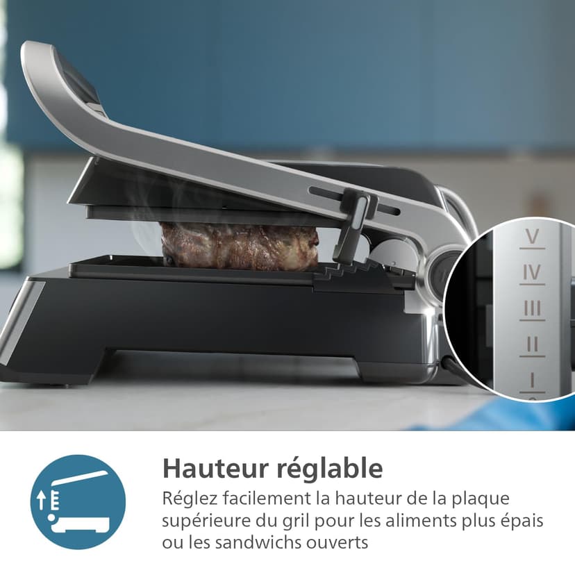 Philips Contact Grill - Adjustable Temperature Large Cooking Surface and High Power - Removable Non-Stick Plates and Grease Catcher (HD6301/90) - 7