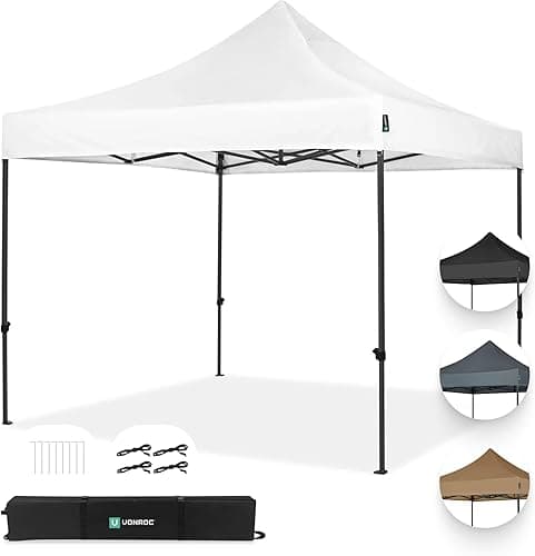 VONROC Tente Easy-Up - 3x3 m – Pliante - Design Modulaire : Auvent, Tonelle, Chapiteau, Marchés Saisons – Pliable – Imperméable – Cadre en Acier - Protection UV 50+ - Blanc - Sac de Rangement Inclus