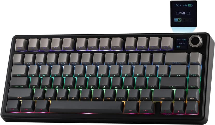 EPOMAKER X Aula F75 MAX Tri-Mode Wireless Gaming Keyboard, TFT Screen, Knob, Hot Swappable, 2.4GHz/Type-C/BT5.0, Gasket Creamy, for PC/Mac/Office/Gaming (Black, Reaper Switch) - 1