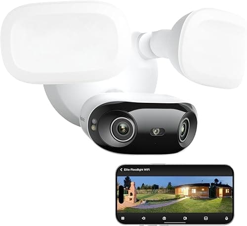 Reolink Elite Floodlight WiFi, Panorama à 180°, Recherche Vidéo IA Locale, Caméra Surveillance WiFi Filaire, Détection Alerte Intelligentes, LEDs Dimmables de 3000 Lumens, Wi-FI 6 Bi-Bande 2,4/5 GHz