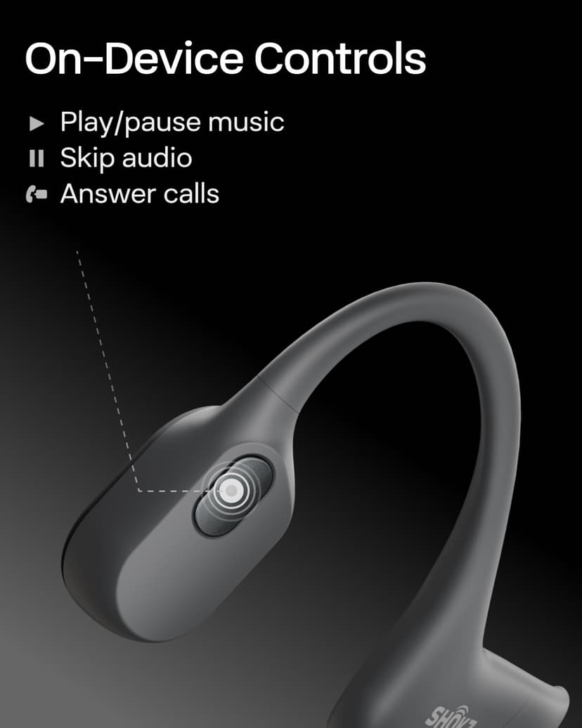 SHOKZ OpenRun Bone Conduction Headphones, Open-Ear Bluetooth Sports Earphones with Mic, IP67 Waterproof Wireless Headset for Running and Workout, 8H Playtime, USB-C - Black, Sport headband - 9