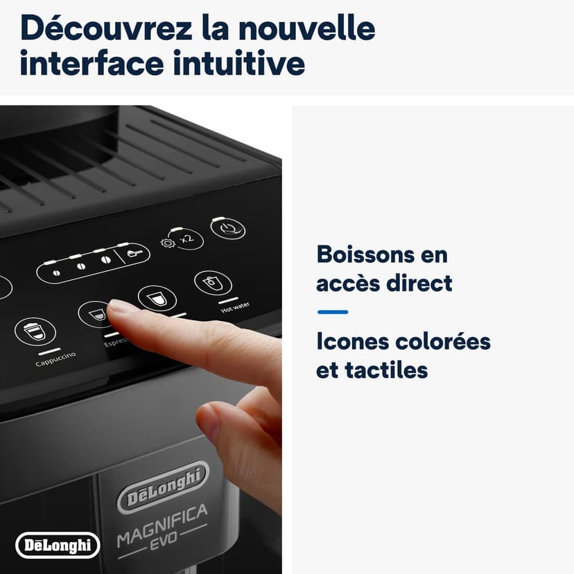 De'Longhi Magnifica Start ECAM220.60.B, Fully Automatic Bean to Cup Coffee Machine with 4 One-Touch Recipes, Soft-Touch Control Panel, Auto Milk, 1450W, Black - 6