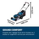 Bosch Professional 18V System tondeuse à gazon sans-fil GRA 18V2-46 (largeur coupe : 46 cm, réglage de hauteur dans 6 positions, sac ramassage en toile 60 l, 2 clés coupe-circuit, bouchon mulching) - 6