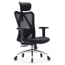 SIHOO Chaise de Bureau Ergonomique, Fauteuil de Pivotant en Maille Avoir Soutien Lombaire et Accoudoir Réglable, Capacité Maximal de 150 KG,Noir - 1