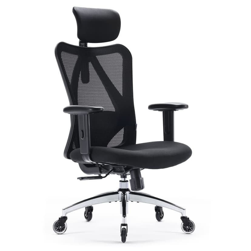 SIHOO Chaise de Bureau Ergonomique, Fauteuil de Pivotant en Maille Avoir Soutien Lombaire et Accoudoir Réglable, Capacité Maximal de 150 KG,Noir - 1