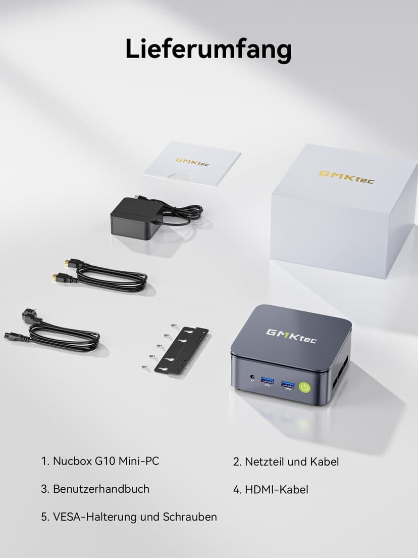 GMKtec Mini PC AMD Ryzen 5 W11 Pro 3500U (Plus performant Que Les 4300U/N150/N100/N95 4C/8T 4,50 GHz), Mini-Ordinateur G10, 16 Go de RAM DDR4 + SSD PCIe 3.0 x4 de 1 to,Wi-FI 5/USB 3.2/USB-C/BT 5.0 - 9