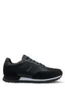 BOSS Mens Parkour-L Runn Mixed-Material Trainers with Branded Side Panel Size 9 Black - 1
