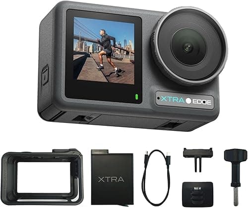 Xtra Action Camera, 1/1.3" Sensor & 4K Cinematic Video, Hyper Stabilization, Waterproof Camera to 52 Ft, 3-Hour Battery, Universal Quick Mount, Vlogging Camera for Adventure Photography