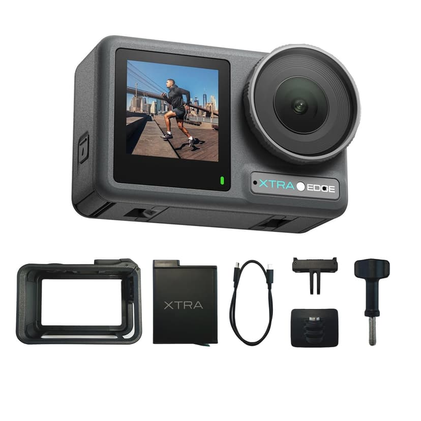 Xtra Action Camera, 1/1.3" Sensor & 4K Cinematic Video, Hyper Stabilization, Waterproof Camera to 52 Ft, 3-Hour Battery, Universal Quick Mount, Vlogging Camera for Adventure Photography - 1