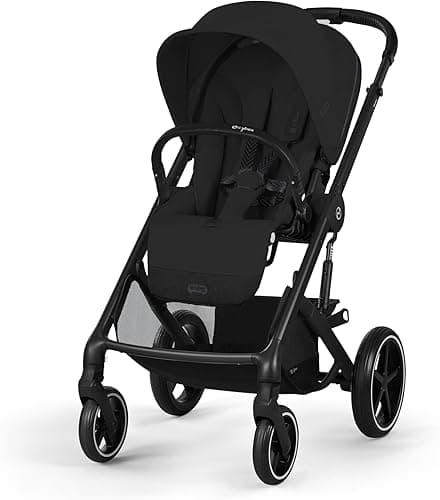 CYBEX Gold Balios S Lux Pushchair, Ergonomic Lying Position, One-Hand Harness System, from Birth to 22 kg (Approx. 4 Years), Moon Black