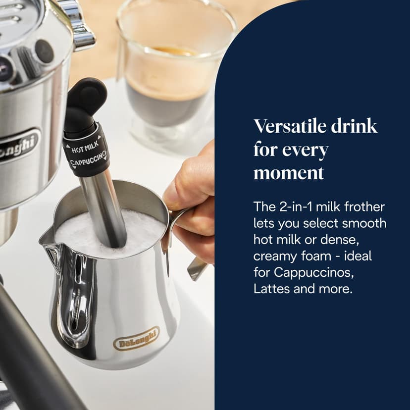 De'Longhi Dedica Style, Traditional Pump Espresso Machine, Coffee and Cappuccino Maker, EC685M, Silver - 6