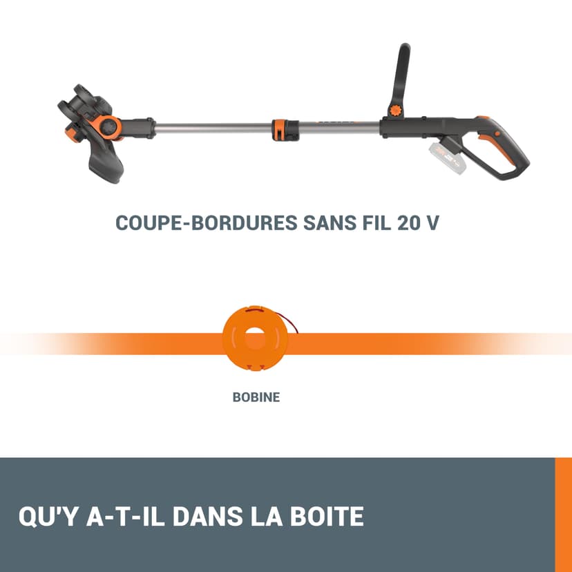 WORX WG163E.9 Akku Rasentrimmer 20V – Kantenschneider Rasen – 2-in-1 Funktion: Rasentrimmer und Kantenschneider – Inkl. Distanzschutz, Kantenschneiderad, Fadenspule – Ohne Akku & Ladegerät - 9