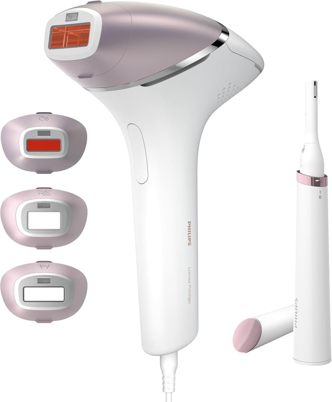 Philips Lumea Épilateur à lumière pulsée Série 8000 - épilateur avec technologie SenseIQ, 4 embouts et tondeuse-stylo Satin Compact, utilisation filaire (modèle BRI949/00)