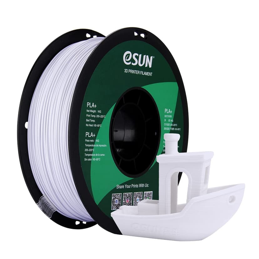 eSUN PLA+ Filament 1.75mm, Enhanced Toughness 3D Printer Filament PLA Plus, Dimensional Accuracy +/- 0.03mm, 1KG Spool (2.2 LBS) 3D Printing Filament for 3D Printers, Cold White - 1
