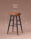 VASAGLE EKHO Collection Set of 2 Bar Chair, Kitchen Chair, PU with Stitching, Mid-Century Modern Style, Seat Height 63 cm, Kitchen, Bar, Easy Assembly, Caramel Brown LBC080K01 - 8