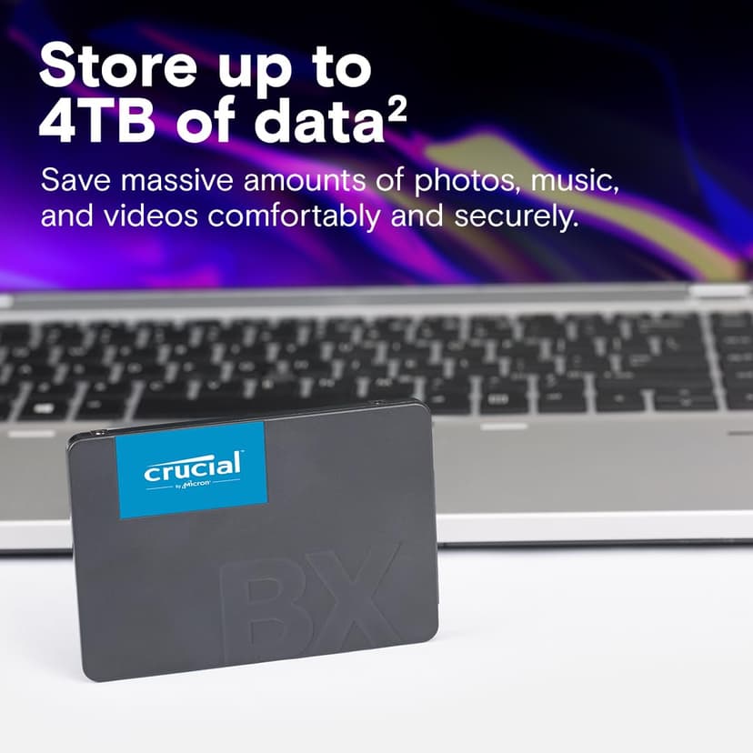 Crucial BX500 SATA SSD 2TB, 2.5", Up to 540MB/s, Laptop and Desktop (PC) Compatible, 3D NAND, Dynamic Write Acceleration, Internal Solid State Drive - CT2000BX500SSD101 - 4