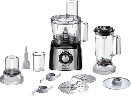 Bosch MultiTalent 3 MCM3501M — Versatile Food Processor with 50+ Functions — 800 W — 2.3 L Capacity — Colour: Black/Brushed Stainless Steel