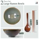 NUTRIUPS Lot de 2 bols à ramen en céramique de 1200 ml avec baguettes et cuillères, grand bol à soupe de 20 cm, vert mer profond - 2
