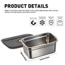 Gamexop 1.5L Stainless Steel Containers with Lids Leak Proof & Airtight for Electric Lunch Box Replacement Kit, Bento Lunch Box for Meal Prep,Fruit,Snack,Freezer, 2-Pack - 2
