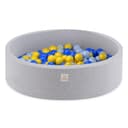 Misioo Smart Ball Pool for Children's Room – 200 Balls – Toy – Machine Washable, Oeko-Tex Certified – 90 x 30 cm, Light Grey – Blue/Yellow/Light Blue - 1