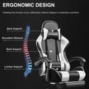 GTPLAYER Gaming Chair, Massage Computer Chairs with Footrest, Headrest and Lumbar Support Height Adjustable Ergonomic 360°-Swivel PC Chair White - 6