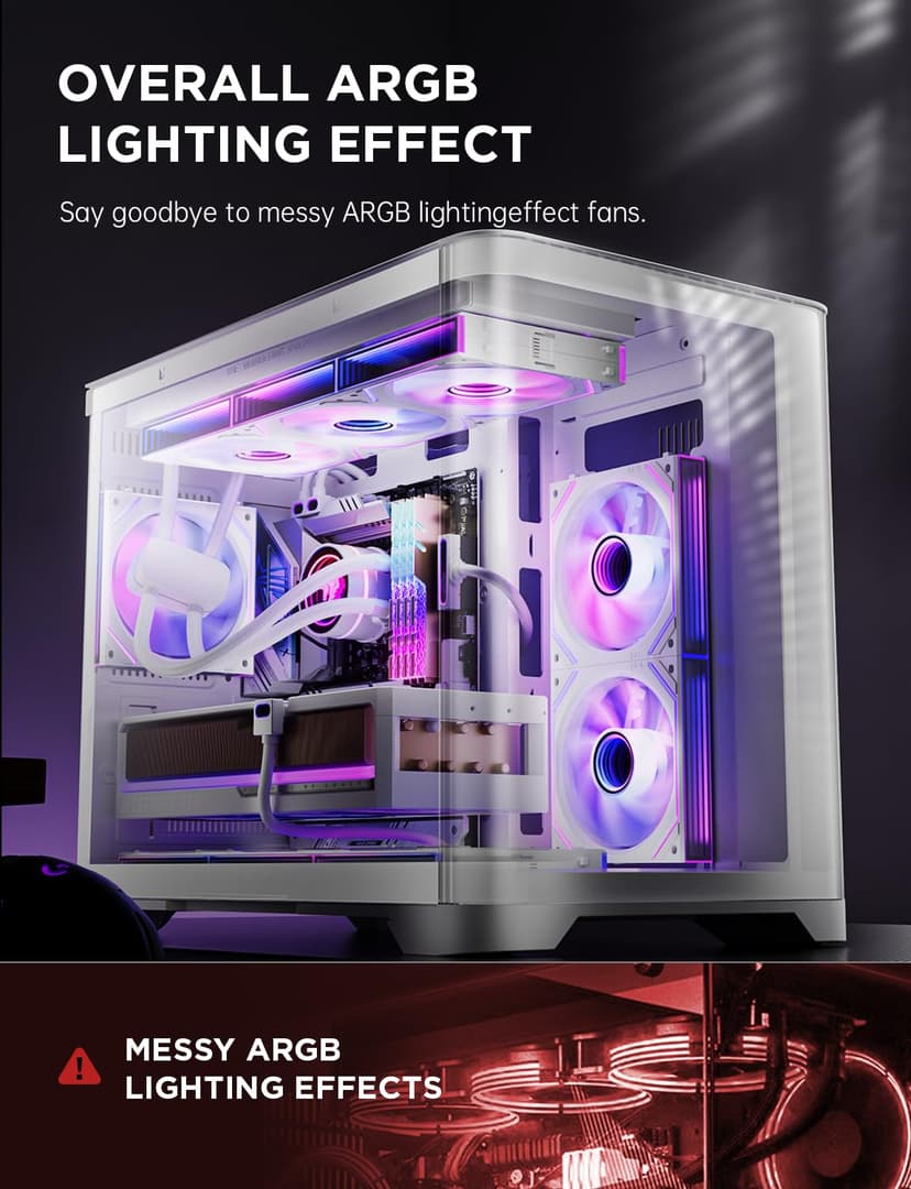 AsiaHorse DAWN Pro 120mm ARGB PC Case Fan [3 Pack] Infinity Mirror Daisy Chain HDB Bearing 1850 RPM PWM High Airflow 71 CFM High Static Pressure 2.6 mmH2O 5V 3Pin RGB Sync - 5