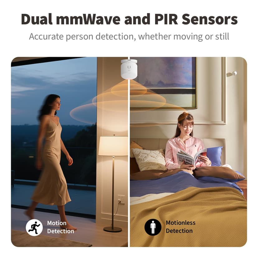 Aqara Détecteur de Présence sans Fils 5-en-1 FP300, Thread/Zigbee,Radar mmW+PIR,Détection de Mouvement/Présence/Lumière/Température/Humidité,Compatible avec Apple Home,Alexa,Home Assistant,Google - 3
