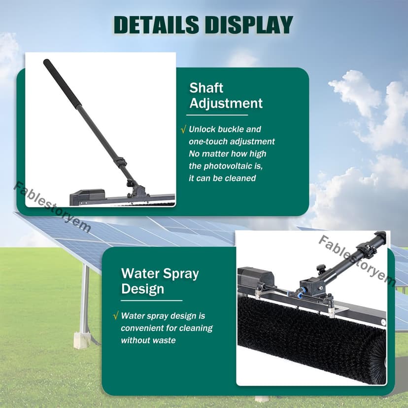 Telescopic Rod PV Panel Wash Cleaning Machine, Solar Panel Cleaning Equipment Solar Cleaner Robot, Solar Panel Cleaner, Electric Water Fed Pole Kit, 360° Rolling Cleaning Water Brush,7.5M/25Ft - 4