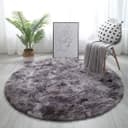 Tinyboy-hbq Tapis Rond Salon Tapis Chambre Rond Moderne Design Shaggy Poils Longs Interieur Décor Ultra Doux De Peluche De Pièce De Maison De Pépinière(Gris Noir❍ 140cm) - 1