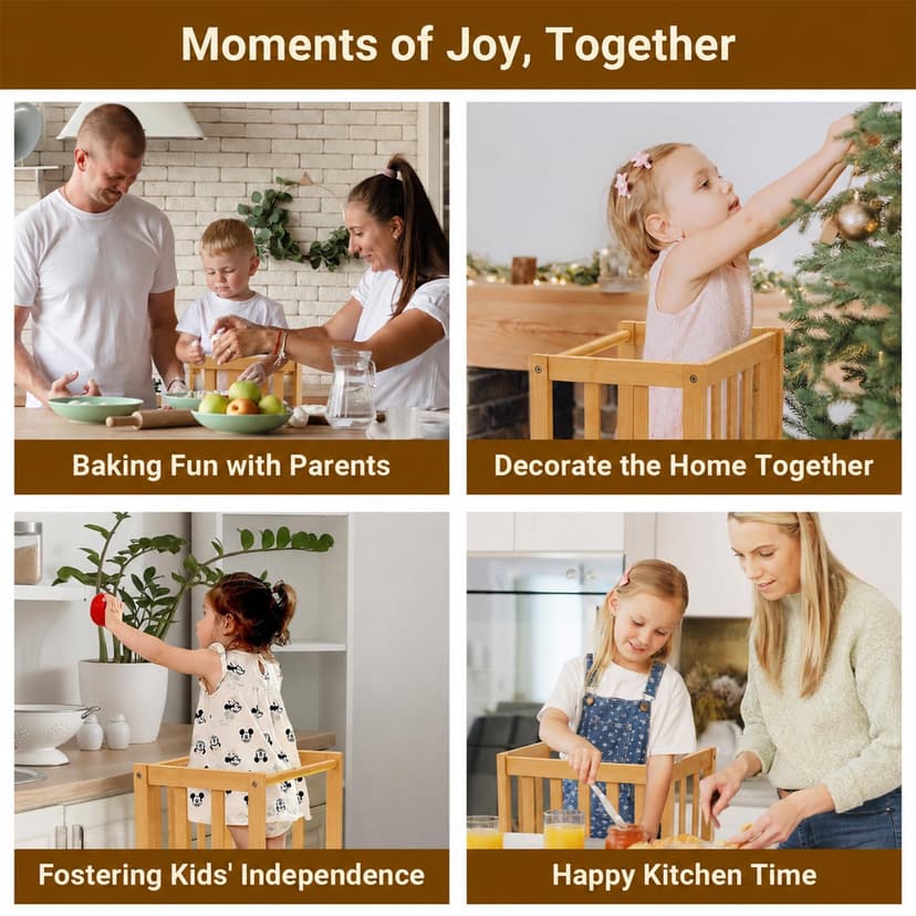COSYLAND Montessori Learning Tower for Children from 1 Year - Safe Children's Learning Tower from 2 Years - Sturdy Toddler Tower, Natural Colour - 7