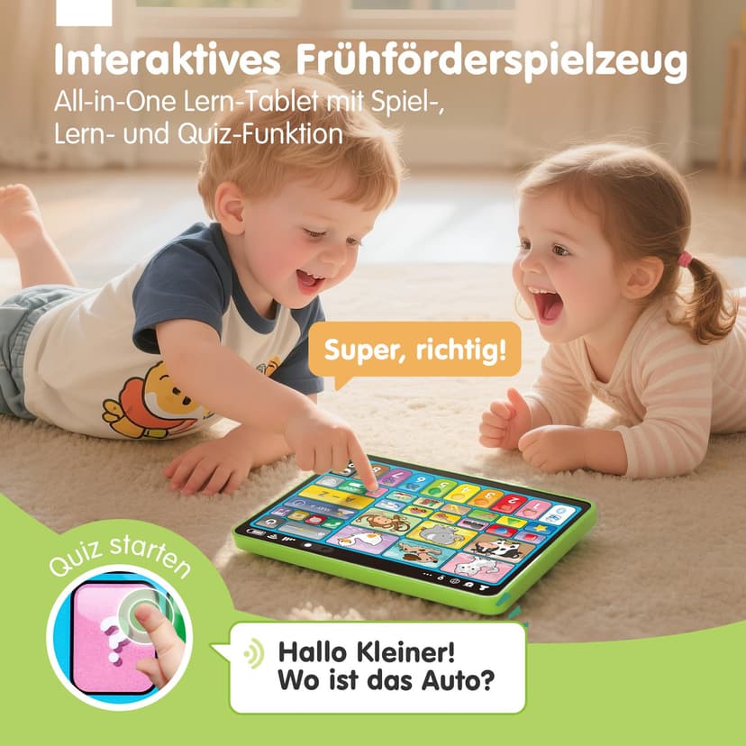 hahaland Jouet Bébé 1 an – Tablette Éducative Interactive avec Sons, Lumières et 5 Langues d’Apprentissage (en/FR/DE/IT/ES), Jouet d’Éveil Musical Cadeau Enfant 1 2 3 Ans Garçon Fille - 3