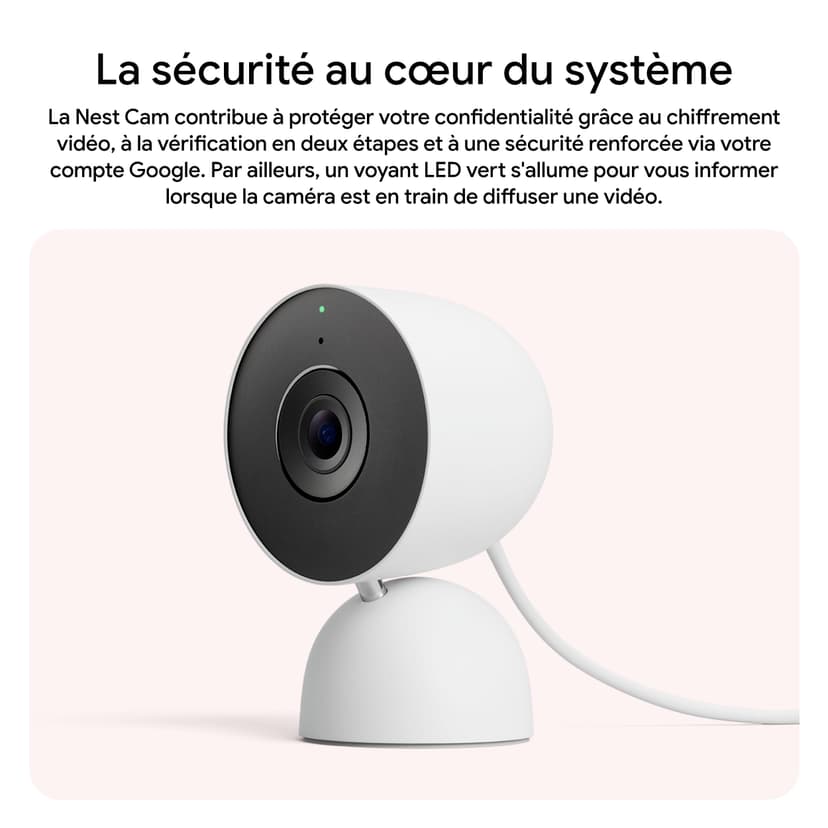 Google Nest Cam Intérieur (Filaire, 3e génération) - Caméra de sécurité intérieure avec vidéo 2K - Fonctionne avec Google Home - Neige - 7