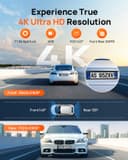 70mai A800SE Dash Cam Car Front Rear 4K UHD+1080P with GPS WiFi, Dual Car Camera with 128GB SD Card, F1.55 Aperture HDR, Night Vision, ADAS, 3 "IPS, 24/7 Parking Monitoring, Supports 512 GB Max - 2