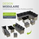 Juskys Salon de Jardin Lounge Manacor en polyrotin Gris moucheté - avec canapé, Table, 2 tabourets et Coussins - Ensemble de Meubles de Jardin jusqu'à 7 Personnes - Housses Grise - 7